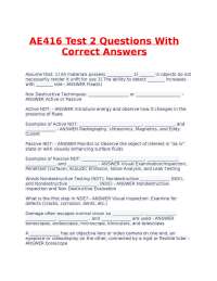 AE416 Test 2 Questions With Correct Answers.