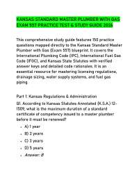 KANSAS STANDARD MASTER PLUMBER WITH GAS EXAM 557 PRACTICE TEST & STUDY GUIDE 2026