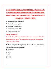 IT105 MIDTERM EXAM GMU | 200+ PRACTICE QUESTIONS WITH VERIFIED ANSWERS AND DETAILED RATION