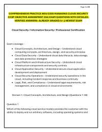 COMPREHENSIVE PRACTICE WGU D320 MANAGING CLOUD SECURITY CCSP OBJECTIVE ASSESSMENT EX