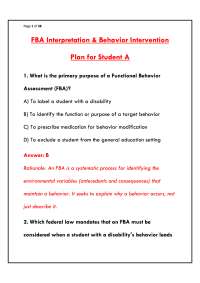 FBA INTERPRETATION GUIDE | FUNCTIONAL BEHAVIOR ASSESSMENT DEFINITIONS, FUNCTIONS, AND DATA