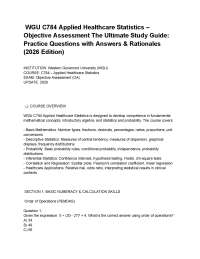 _WGU C784 Applied Healthcare Statistics – Objective Assessment The Ultimate Study Guide_ P