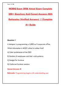 NCIDQ EXAM 2026 ACTUAL EXAM COMPLETE 200 | OFFICIAL PRACTICE TEST WITH VERIFIED ANSWERS AN