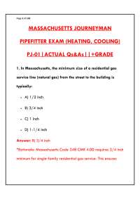 MASSACHUSETTS JOURNEYMAN PIPEFITTER EXAM 2026 | COMPLETE TEST BANK WITH 250+ PJ-01 PRACTIC