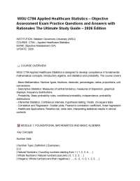_WGU C784 Applied Healthcare Statistics – Objective Assessment Exam Practice Questions and
