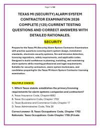 TEXAS MI (SECURITY) ALARM SYSTEM CONTRACTOR EXAMINATION 2026 Q&A