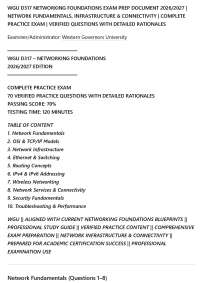 WGU D317 NETWORKING FOUNDATIONS EXAM PREP DOCUMENT 2026/2027 | NETWORK FUNDAMENTALS, INFRA