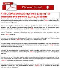 ATI Fundamentals Dynamic Quizzes 150 Q&A 2025/2026 | Nursing ATI