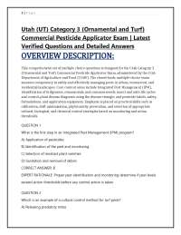 Utah (UT) Category 3 (Ornamental and Turf) Commercial Pesticide Applicator Exam | Q&A
