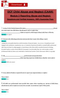 DCF CAAN Module 2 (PDF) | (2026) Reporting Abuse Questions | Verified Answers