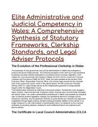 Elite Welsh Administration & Judicial Competency: 2026/2027 Framework Synthesis