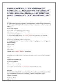 NU 643 Advanced Psychopharmacology Final Exam Questions & Answers 2026