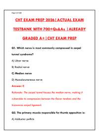 CHT EXAM PREP 2026.PDF | CERTIFIED HAND THERAPIST TEST BANK WITH PRACTICE QUESTIONS AND RA