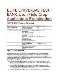 2026/2027 Utah Field Crop Applicators Exam Test Bank & Study Guide
