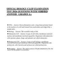 OFFICIAL BIOLOGY CLEP EXAMINATION TEST 2026 QUESTIONS WITH VERIFIED ANSWERS GRADED A+