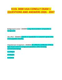 ECOL 3000 UGA CONELLY EXAM 1 (QUESTIONS AND ANSWERS 2026 - 2027