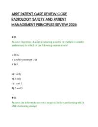 ARRT PATIENT CARE REVIEW CORE RADIOLOGY SAFETY AND PATIENT MANAGEMENT PRINCIPLES REVIEW 20