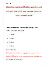 UTAH STATE ALCOHOL CERTIFICATION EXAM 2026 – 300+ PRACTICE QUESTIONS WITH VERIFIED ANSWERS