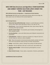 WGU C949 Data Structures and Algorithms I EXAM QUESTIONS AND CORRECT VERIFIED SOLUTIONS LA