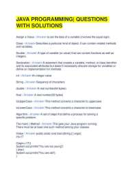JAVA PROGRAMMING| QUESTIONS WITH SOLUTIONS