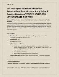 Wisconsin (WI) Journeyman Plumber Restricted Appliance Exam – Study Guide & Practice Quest