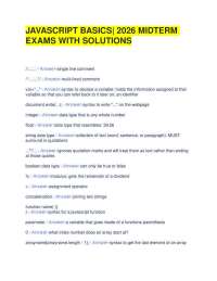 JAVASCRIPT BASICS| 2026 MIDTERM EXAMS WITH SOLUTIONS