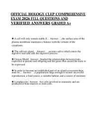OFFICIAL BIOLOGY CLEP COMPREHENSIVE EXAM 2026 FULL QUESTIONS AND VERIFIED ANSWERS