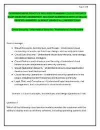 WGU D320 MANAGING CLOUD SECURITY CCSP OBJECTIVE ASSESSMENT (OA) QUESTIONS