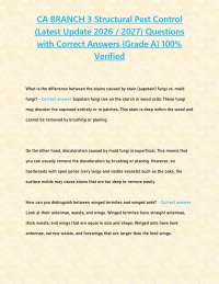 CA BRANCH 3 Structural Pest Control (Latest Update 2026 / 2027) Questions with Correct Ans