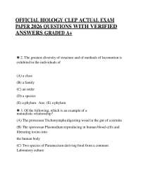 OFFICIAL BIOLOGY CLEP ACTUAL EXAM PAPER 2026 QUESTIONS WITH VERIFIED ANSWERS GRADED A+