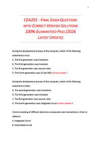 CEA201 Final Exam Q&A Guide 2026 | Computer Architecture
