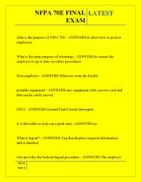 NFPA 70E FINAL LATEST EXAM,NFPA 70E FINAL LATEST EXAM