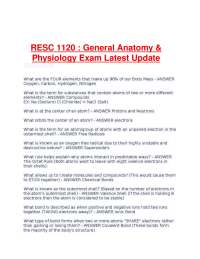 RESC 1120 -General Anatomy & Physiology Exam Latest Update.