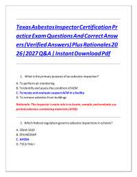 Texas Asbestos Inspector Certification: Practice Exam Q&A (2026)
