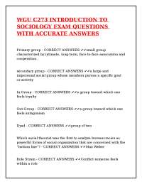 WGU C273 INTRODUCTION TO SOCIOLOGY EXAM QUESTIONS WITH ACCURATE ANSWERS