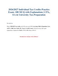 2026/2027 Individual Tax Credits Practice Exam: 100 MCQ with Explanations