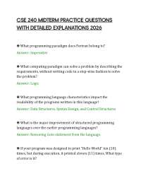 CSE 240 MIDTERM PRACTICE QUESTIONS WITH DETAILED EXPLANATIONS 2026