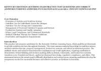 KENTUCKY DIETITIAN LICENSING EXAM PRACTICE TEST QUESTIONS AND CORRECT ANSWERS (VERIFIED AN