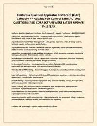 CALIFORNIA QUALIFIED APPLICATOR CERTIFICATE (QAC) CATEGORY F – AQUATIC PEST CONTROL EXAM –