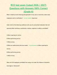 RCO test exam (Latest 2026 / 2027) Questions with Answers 100% Correct {Grade A}