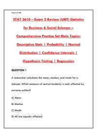 STAT 2610 EXAM 2 PRACTICE QUESTIONS WITH VERIFIED ANSWERS & RATIONALES 2026 (DESCRIPTIVE S