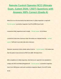 Remote Control Operator RCO Ultimate Exam, (Latest 2026 / 2027) Questions with Answers 100