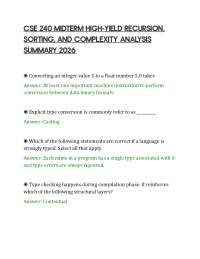 CSE 240 MIDTERM HIGH-YIELD RECURSION, SORTING, AND COMPLEXITY ANALYSIS SUMMARY 2026