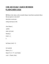 CSE 240 EXAM 1 QUICK REVISION FLASHCARDS 2026