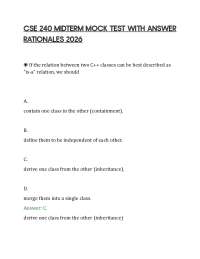 CSE 240 MIDTERM MOCK TEST WITH ANSWER RATIONALES 2026