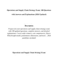 Operations and Supply Chain Strategy Exam: 100 Questions with Answers and Explanations (20