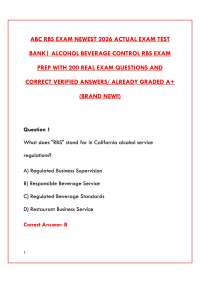 ABC RBS EXAM NEWEST 2026 ACTUAL EXAM TEST BANK – 200+ VERIFIED QUESTIONS & ANSWERS (CALIFO