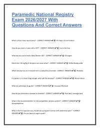 Paramedic National Registry Exam 2026/2027 with Questions and Correct Answers – Complete N