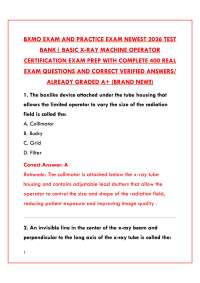 BXMO BASIC X-RAY MACHINE OPERATOR CERTIFICATION EXAM 2026 – LATEST TEST BANK WITH 400 PRAC