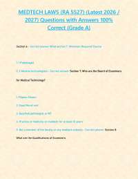 MEDTECH LAWS (RA 5527) (Latest 2026 / 2027) Questions with Answers 100% Correct {Grade A}